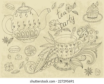 Sketch of tea party