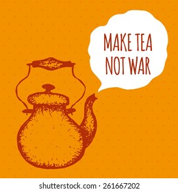 Sketch of a teapot, with the text within a steam.
