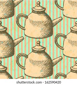 Sketch teapot, vector background