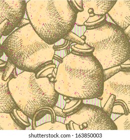 Sketch teapot, vector background