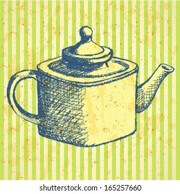 Sketch teapot, vector background