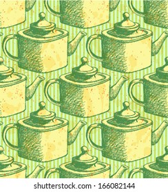 Sketch teapot, vector background 
