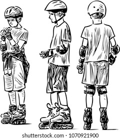 Sketch of the teen boys on the rollers