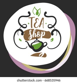 Sketch template tea shop logo.