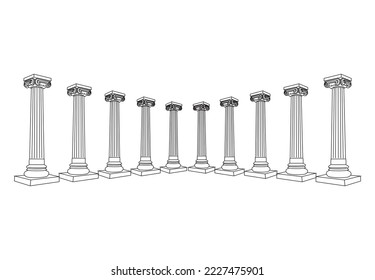 Sketch ten pillars, vector illustration