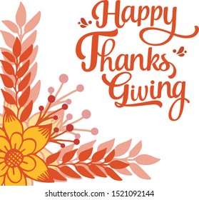 Sketch texture of autumn leaf flower frame, for design greeting card thanksgiving. Vector