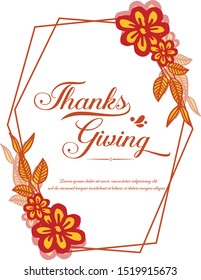 Sketch texture design of autumn leaf flower frame, for ornate of card thanksgiving. Vector