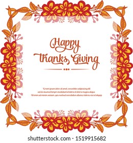 Sketch texture design of autumn leaf flower frame, for ornate of card thanksgiving. Vector