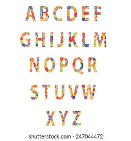 Sketch textured font. Vector