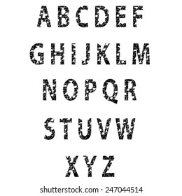 Sketch textured font. Vector