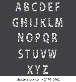 Sketch textured font. Vector