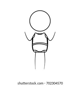 sketch thin contour of pictogram little girl in top and knickers with hands up vector illustration