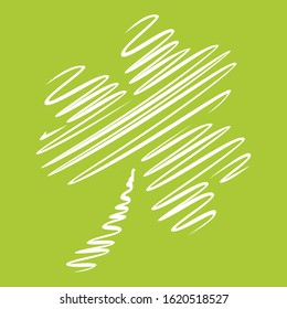 Sketch three leaf clover on green background