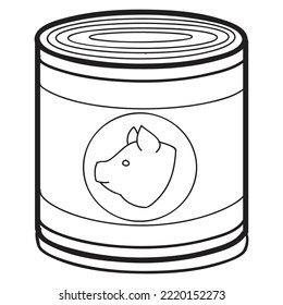 sketch, tin can, pork stew, coloring, isolated object on white background, vector illustration, eps