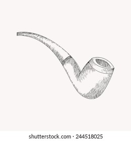 Sketch tobacco pipe. Hand drawn doodle vector illustration.