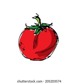 Sketch of a tomato vector 