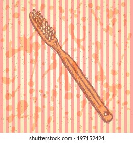 Sketch tooth brush, vector vintage background eps 10