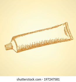 Sketch tooth paste, vector vintage background eps 10