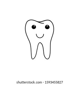 Sketch tooth - vector happy cartoon