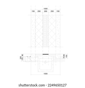 sketch top view of walkways and sections of walkways to see drainage under walkways sketch with dimensions
