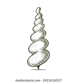 Sketch of topiary conifers. Sheared thuja sphere. Geometric trees for advertising and landscape design. Isolated on white background. Vector