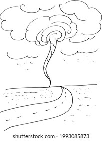 Sketch Tornado. Freehand Drawing Of   A Natural Phenomenon Illustration . Vector