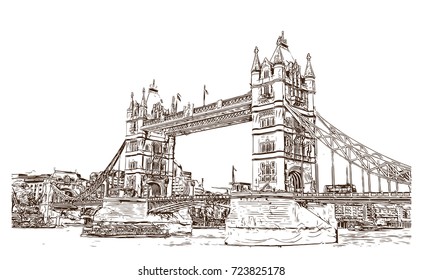 Sketch Tower Bridge London Uk United Stock Vector (Royalty Free ...