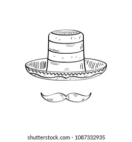 Sketch of a traditional mexican hat