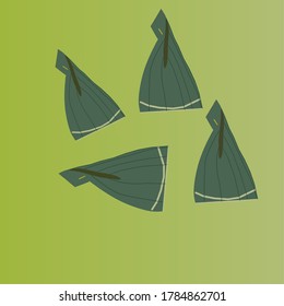 Sketch Traditional spoon from banana leaf. Indonesian people named it (Suru). Illustration vector