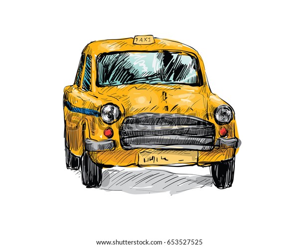 sketch of transportation city in\
India show local taxi isolated, illustration\
vector