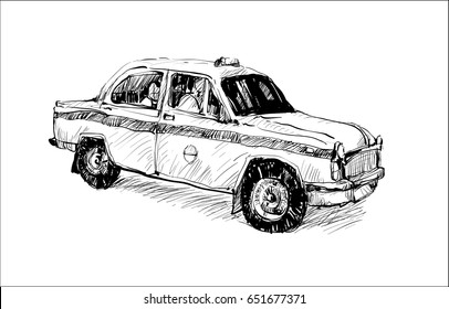 sketch of transportation in India show local taxi traditional isolated, illustration vector