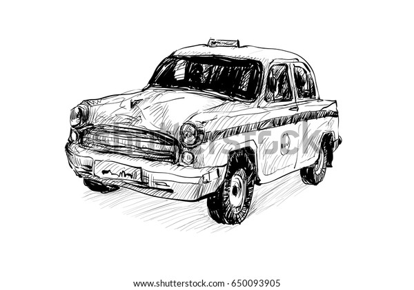 sketch of transportation in India\
show local taxi traditional isolated, illustration\
vector
