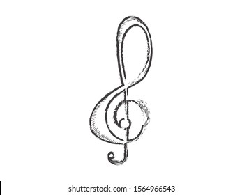 Sketch of a treble clef. Musical note - Vector