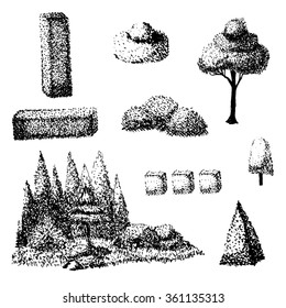 sketch tree garden drawing pen