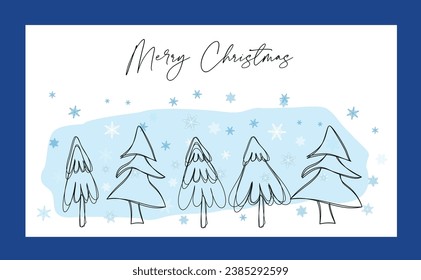 Esbozo de copo de nieve de árbol con diseño vectorial de texto de Feliz Navidad