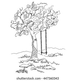 Sketch tree with a swing