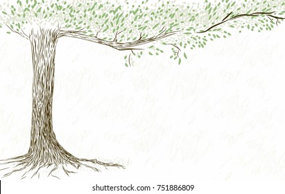 Sketch tree Hand drawn tree white background Vector isolated illustration  Earth day  World environment day 
