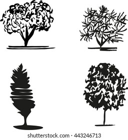 Sketch trees Vector Collection. Tropical trees sketch design. 