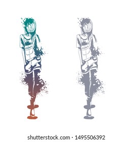 Sketch of trendy look girls with splashes