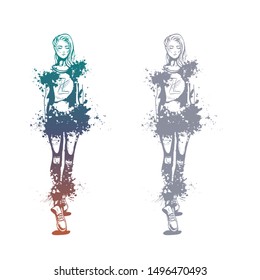 Sketch of trendy look girls with splashes