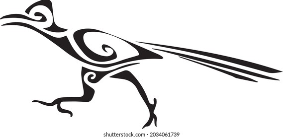 Sketch tribal bird tattoo or logo. Simple vector drawing running magpie or crow.