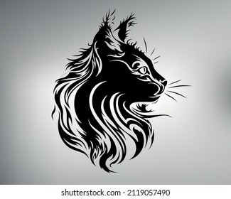 sketch of a tribal cat tattoo. vector drawing of a cat made with shapes and patterns. beautiful and mysterious look of a cat