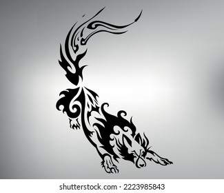 Sketch Tribal Dog Tattoo. Vector Drawing Man's Best Friend. Dog Logo