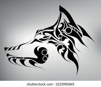 Sketch Tribal Dog Tattoo. Vector Drawing Man's Best Friend. Dog Logo