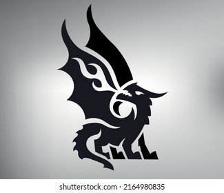 sketch of a tribal dragon tattoo. dragon logo.