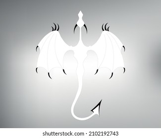 sketch tribal dragon tattoo. vector drawing dragon in flight with spread wings