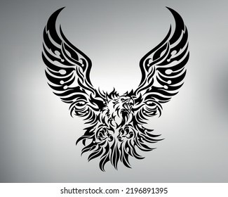 sketch of a tribal eagle tattoo. vector drawing bird of prey in flight with spread wings. eagle logo.