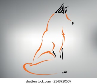 sketch tribal fox tattoo. vector drawing sly fox. graceful predator.