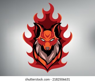 Sketch Of A Tribal Fox Tattoo. Vector Drawing Fiery Fox. Fox Logo. Nine Tailed Fox