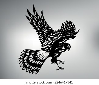 sketch of a tribal hawk tattoo. vector drawing bird of prey in flight. hawk logo